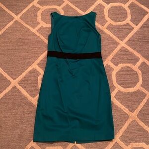 Turquoise dress with black accents